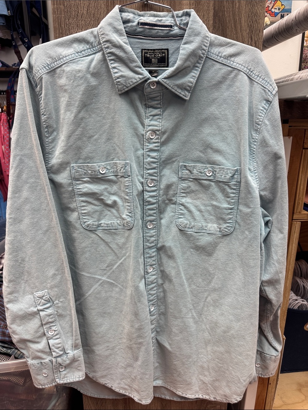 True Grit Men's Pale Blue Casual Button-Down Shirt